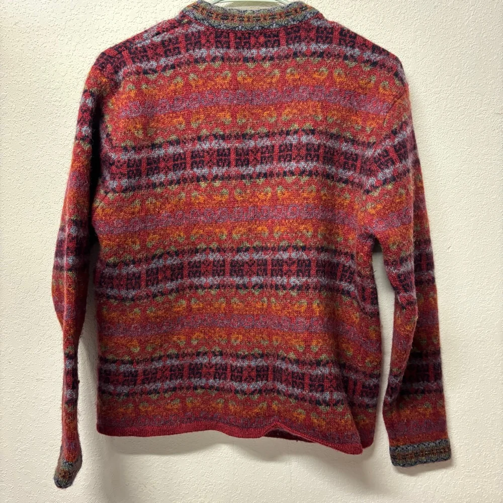 Women's Squaw Valley Red Multicolor Fair Isle Wool Cardigan S - Picture 4 of 9